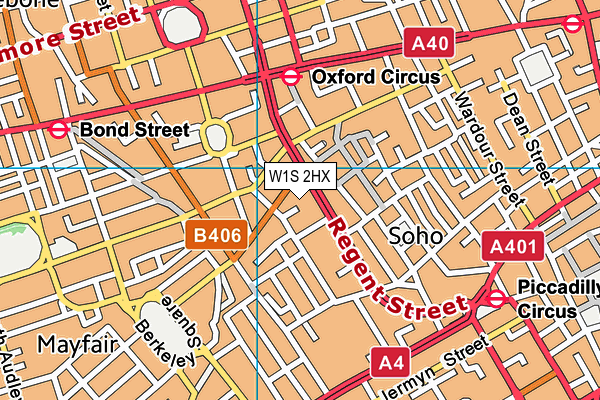 W1S 2HX map - OS VectorMap District (Ordnance Survey)