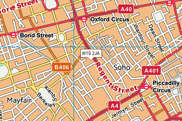 W1S 2JA map - OS VectorMap District (Ordnance Survey)
