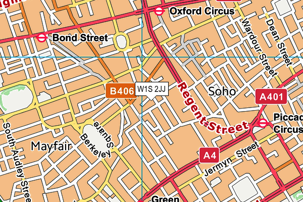 W1S 2JJ map - OS VectorMap District (Ordnance Survey)
