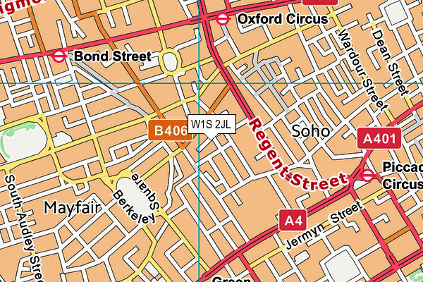 W1S 2JL map - OS VectorMap District (Ordnance Survey)