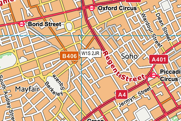 W1S 2JR map - OS VectorMap District (Ordnance Survey)