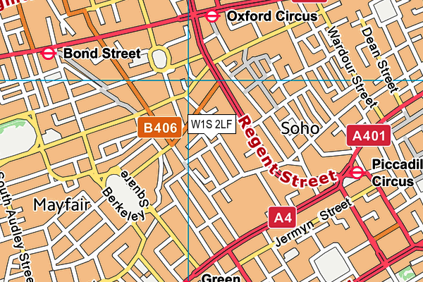 W1S 2LF map - OS VectorMap District (Ordnance Survey)