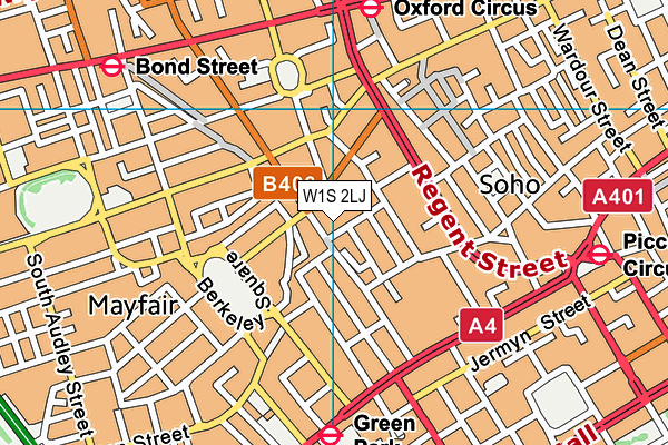 W1S 2LJ map - OS VectorMap District (Ordnance Survey)