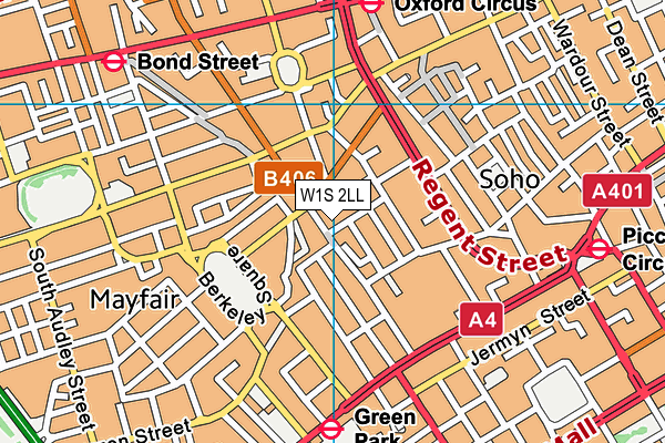 W1S 2LL map - OS VectorMap District (Ordnance Survey)
