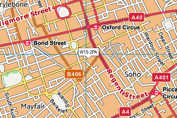 W1S 2PA map - OS VectorMap District (Ordnance Survey)