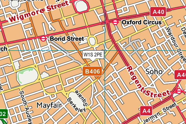 W1S 2PE map - OS VectorMap District (Ordnance Survey)