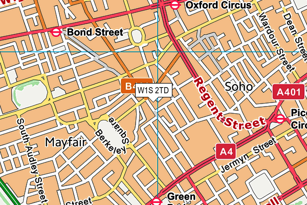 W1S 2TD map - OS VectorMap District (Ordnance Survey)