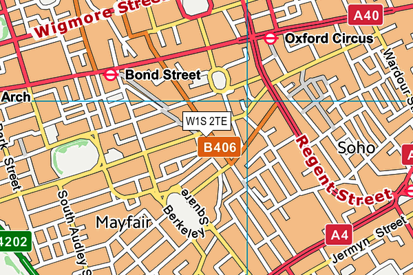 W1S 2TE map - OS VectorMap District (Ordnance Survey)