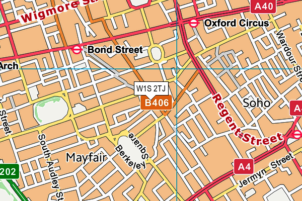 W1S 2TJ map - OS VectorMap District (Ordnance Survey)
