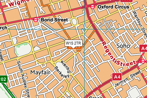 W1S 2TR map - OS VectorMap District (Ordnance Survey)