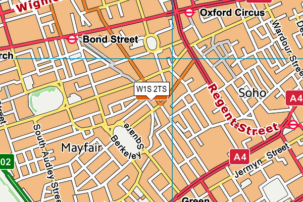 W1S 2TS map - OS VectorMap District (Ordnance Survey)