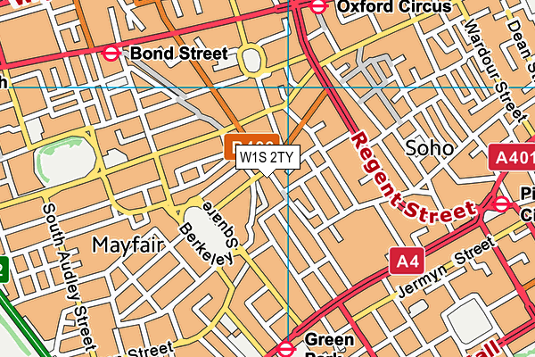 W1S 2TY map - OS VectorMap District (Ordnance Survey)