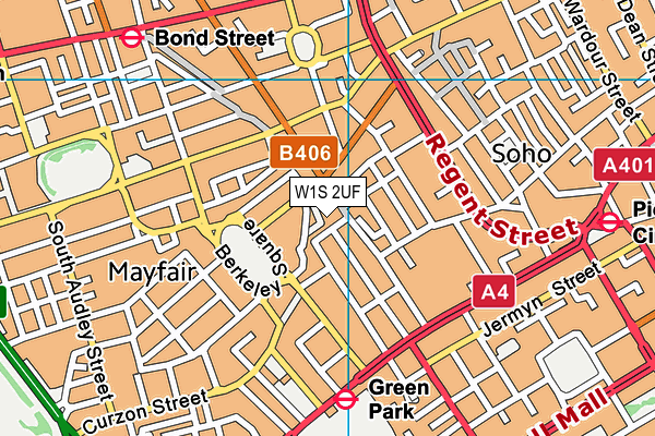 W1S 2UF map - OS VectorMap District (Ordnance Survey)