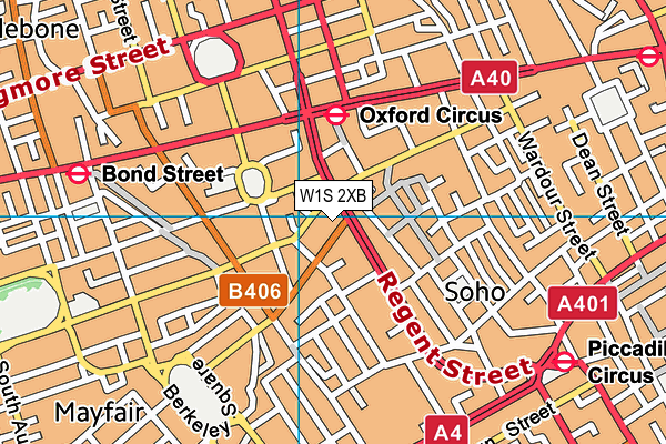W1S 2XB map - OS VectorMap District (Ordnance Survey)