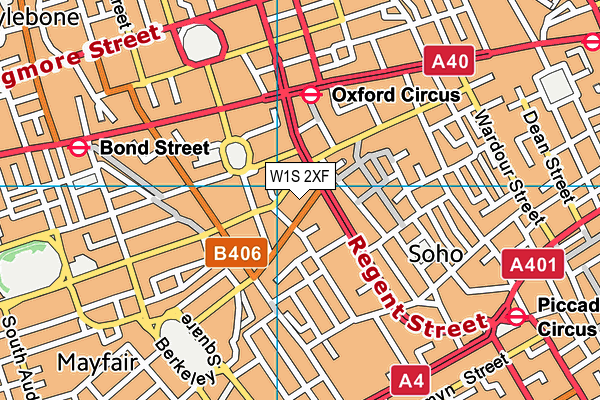 W1S 2XF map - OS VectorMap District (Ordnance Survey)