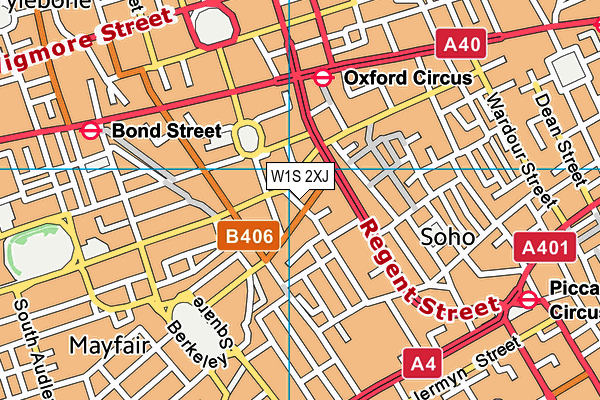 W1S 2XJ map - OS VectorMap District (Ordnance Survey)