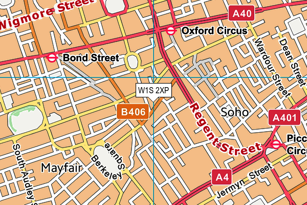 W1S 2XP map - OS VectorMap District (Ordnance Survey)