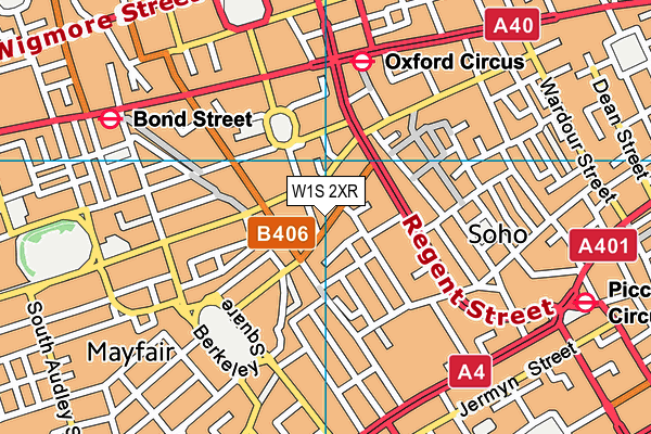 W1S 2XR map - OS VectorMap District (Ordnance Survey)