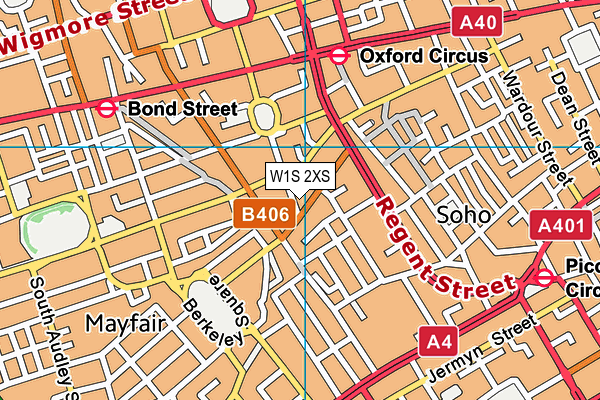 W1S 2XS map - OS VectorMap District (Ordnance Survey)