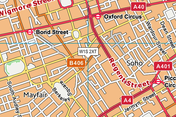 W1S 2XT map - OS VectorMap District (Ordnance Survey)