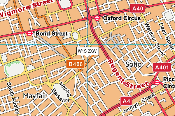 W1S 2XW map - OS VectorMap District (Ordnance Survey)