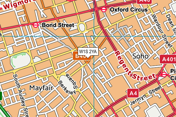W1S 2YA map - OS VectorMap District (Ordnance Survey)