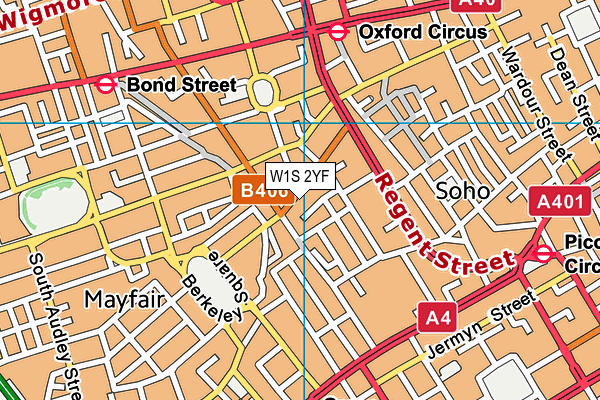 W1S 2YF map - OS VectorMap District (Ordnance Survey)