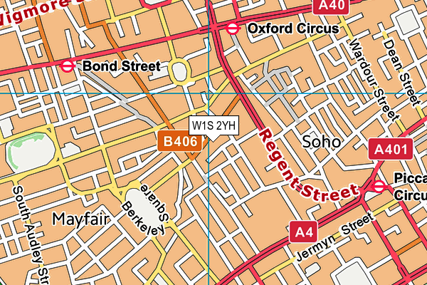 W1S 2YH map - OS VectorMap District (Ordnance Survey)