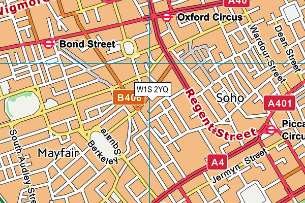 W1S 2YQ map - OS VectorMap District (Ordnance Survey)