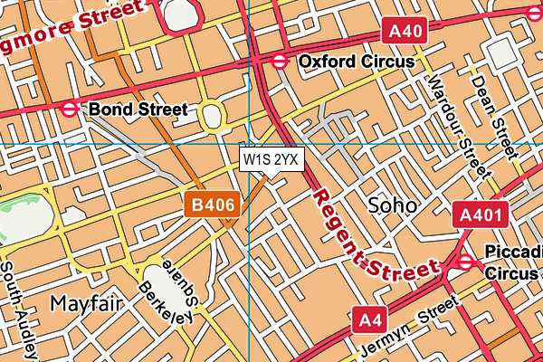 W1S 2YX map - OS VectorMap District (Ordnance Survey)