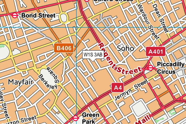 W1S 3AB map - OS VectorMap District (Ordnance Survey)
