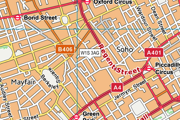 W1S 3AG map - OS VectorMap District (Ordnance Survey)
