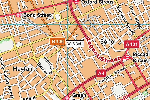 W1S 3AU map - OS VectorMap District (Ordnance Survey)