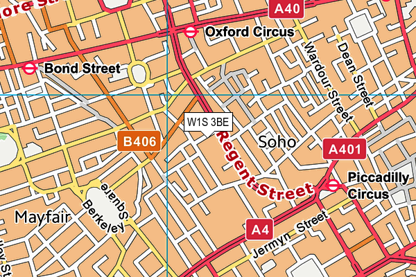 W1S 3BE map - OS VectorMap District (Ordnance Survey)
