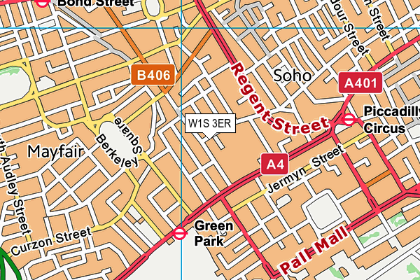 W1S 3ER map - OS VectorMap District (Ordnance Survey)