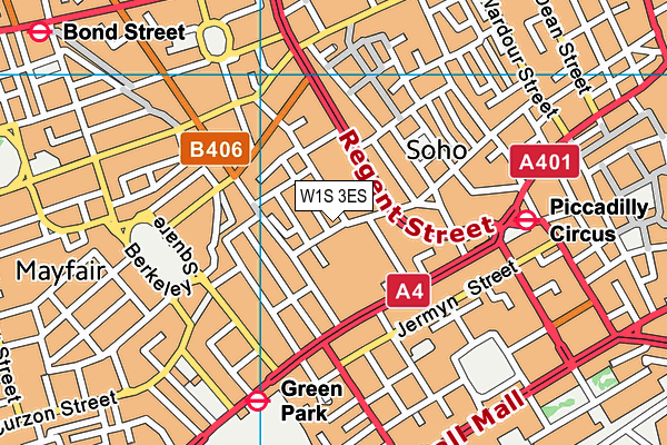 W1S 3ES map - OS VectorMap District (Ordnance Survey)