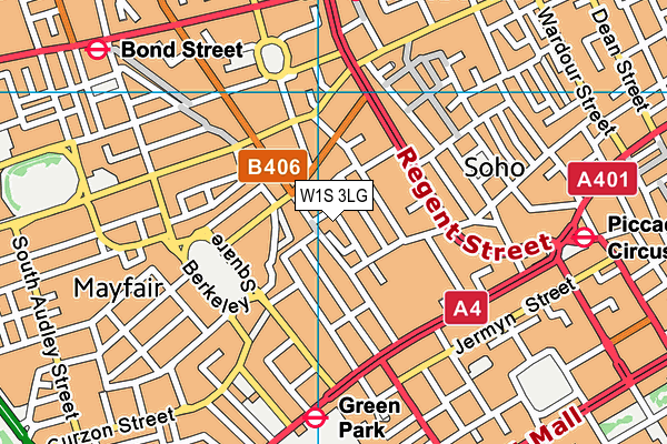 W1S 3LG map - OS VectorMap District (Ordnance Survey)