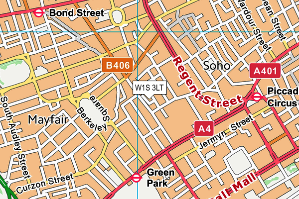 W1S 3LT map - OS VectorMap District (Ordnance Survey)