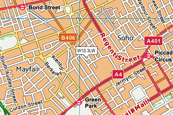 W1S 3LW map - OS VectorMap District (Ordnance Survey)