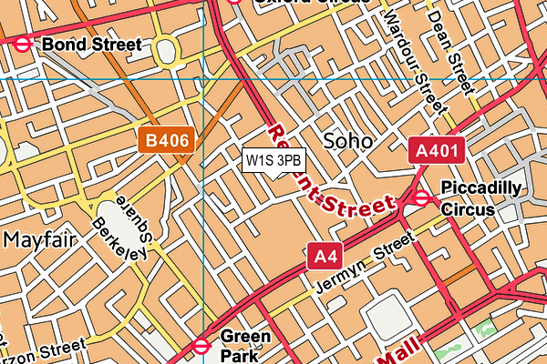 W1S 3PB map - OS VectorMap District (Ordnance Survey)
