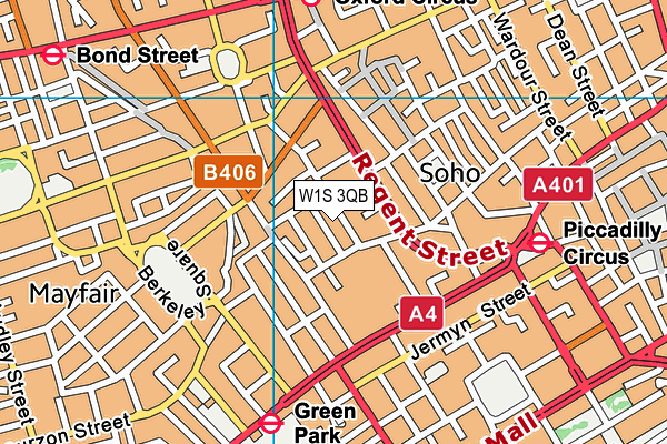 W1S 3QB map - OS VectorMap District (Ordnance Survey)