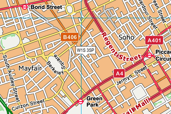 W1S 3SP map - OS VectorMap District (Ordnance Survey)