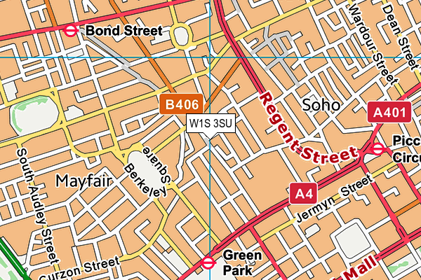 W1S 3SU map - OS VectorMap District (Ordnance Survey)