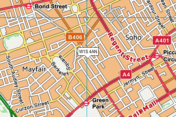 W1S 4AN map - OS VectorMap District (Ordnance Survey)