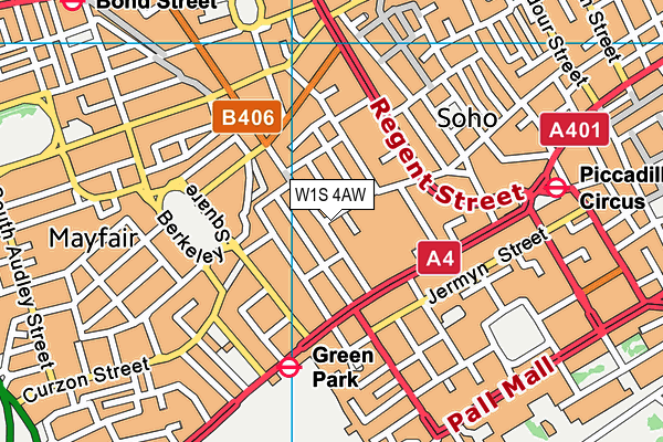 W1S 4AW map - OS VectorMap District (Ordnance Survey)