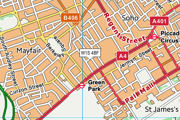 W1S 4BF map - OS VectorMap District (Ordnance Survey)