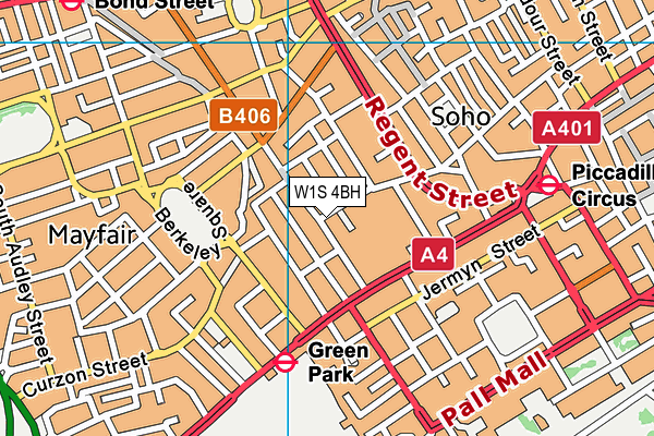 W1S 4BH map - OS VectorMap District (Ordnance Survey)