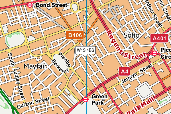 W1S 4BS map - OS VectorMap District (Ordnance Survey)