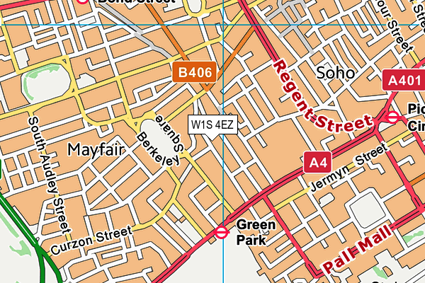 W1S 4EZ map - OS VectorMap District (Ordnance Survey)