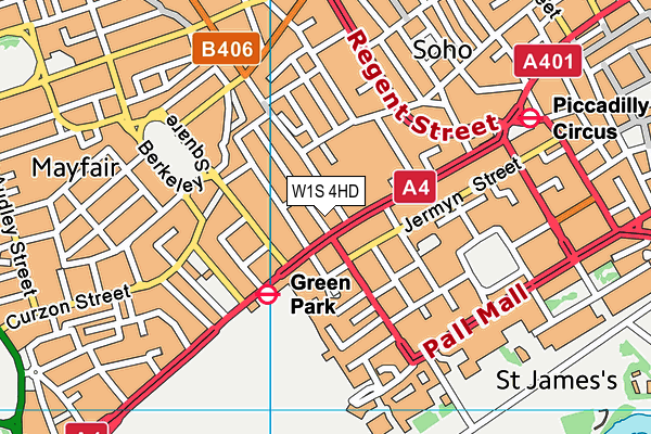 W1S 4HD map - OS VectorMap District (Ordnance Survey)